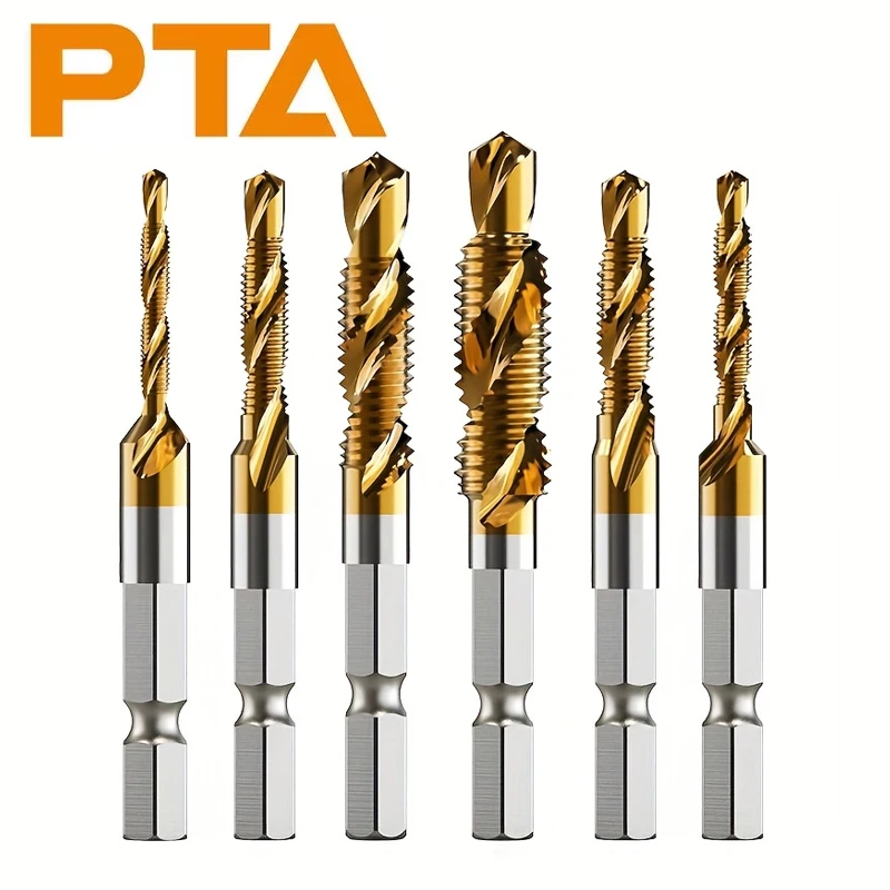 conjunto-de-6-pecas-de-machos-de-roscar-e-brocas-integrados-em-aco-rapido-4341-revestido-com-titanio-para-rosqueamento-e-chanfragem