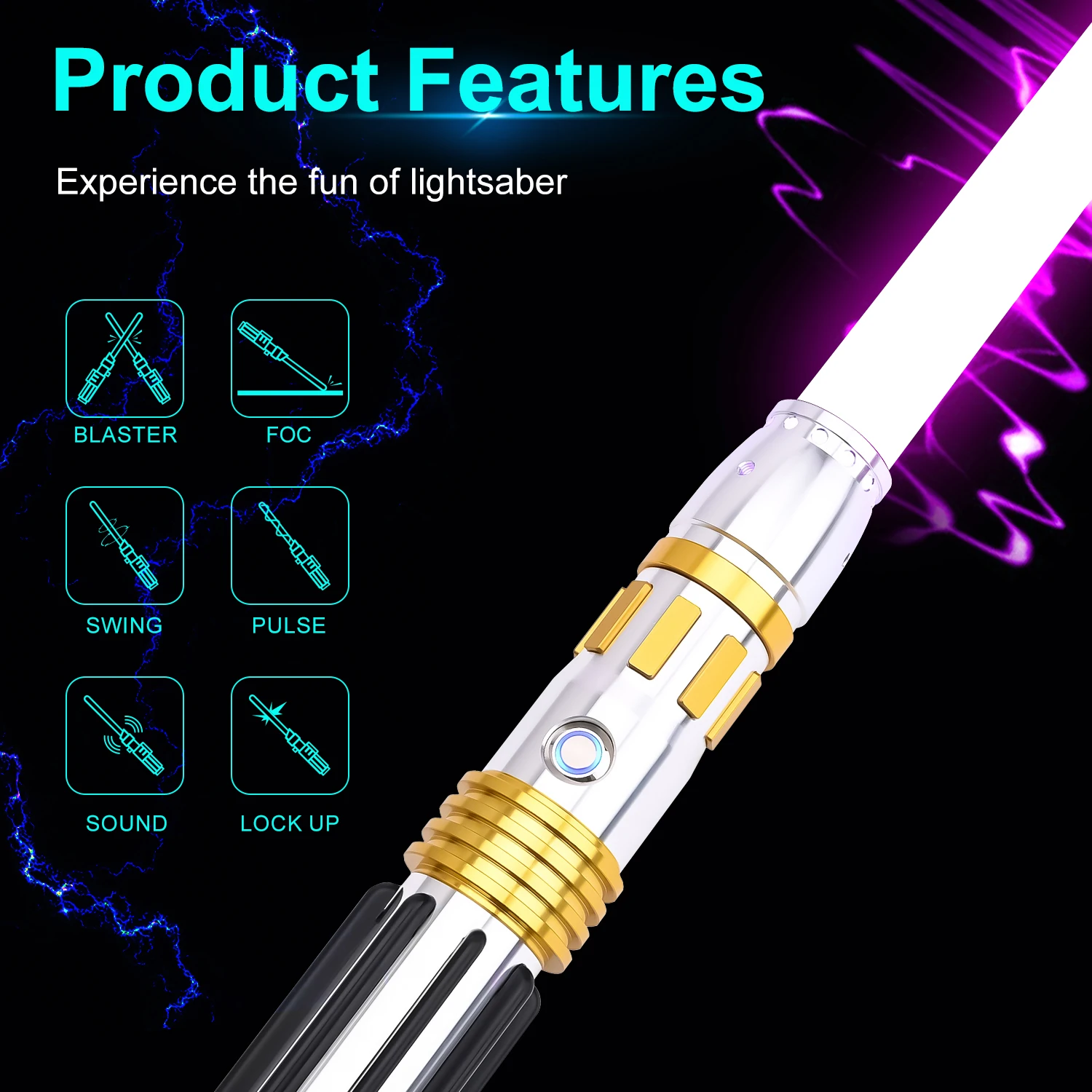 TXQSABER Mace Windu Lightsaber Neo Pixel App Control Smooth Swing Metal Hilt Blaster Premium Cosplay Light Sword Holiday view 2