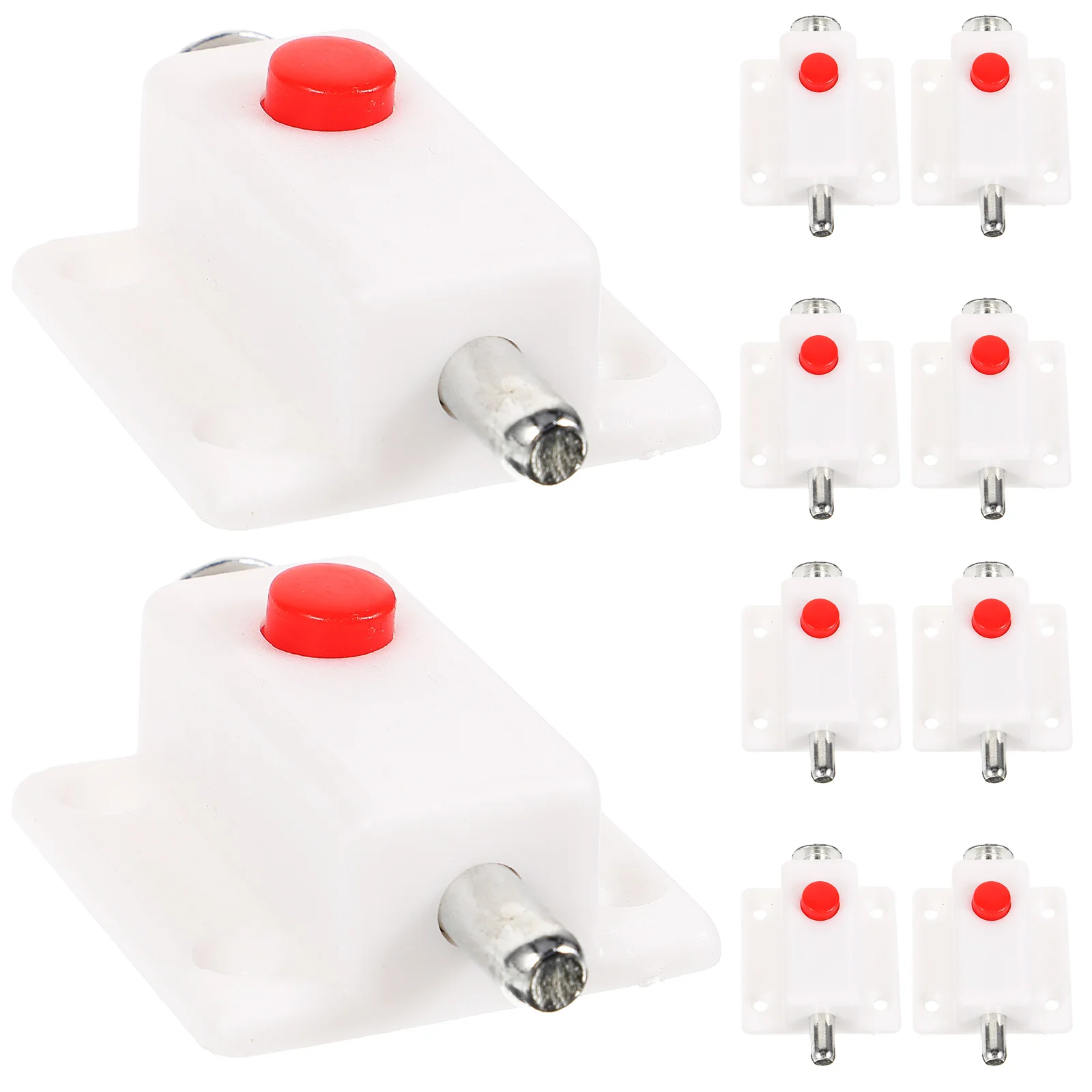 

10pcs Plastic Spring Latch Pin Cabinet Door Catch White Cover ABS Durable Easy Install Removal Suitable Doors Windows Hardware