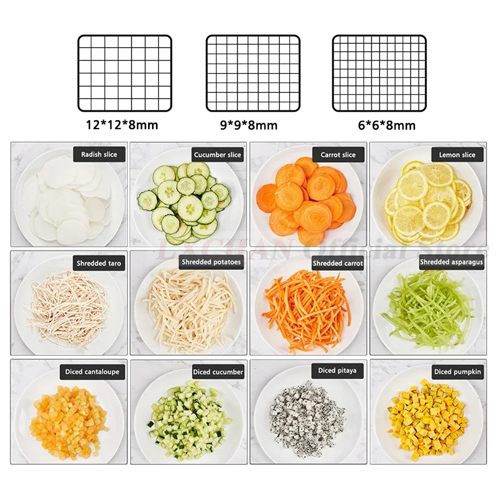 LX K8600 야채 커터 슬라이스 파쇄 다이싱 메이커 푸드 프로세서 3 블레이드 다기능 과일 커터