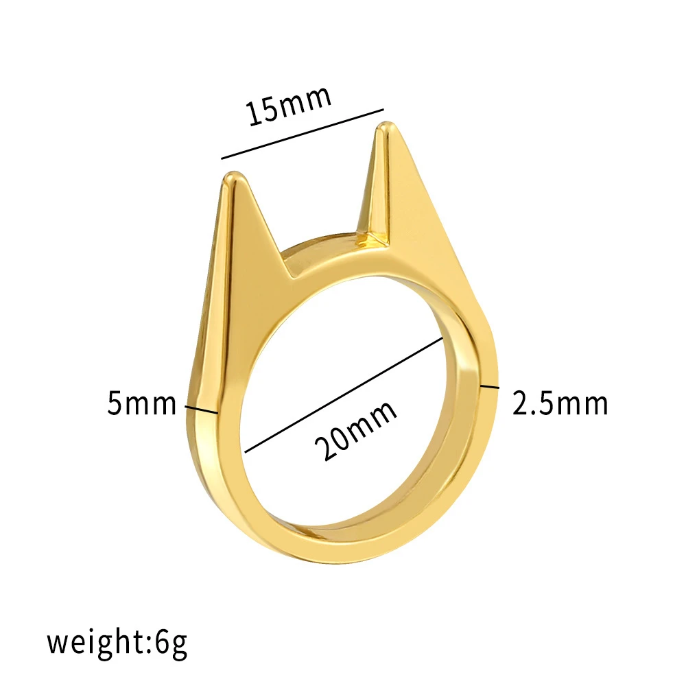 1pcs Women Men Safety Survival Ring Tool Self Defence Metal Ring Finger Defense Ring Tool Cat\'s Ear Ring Silver Gold Black Color