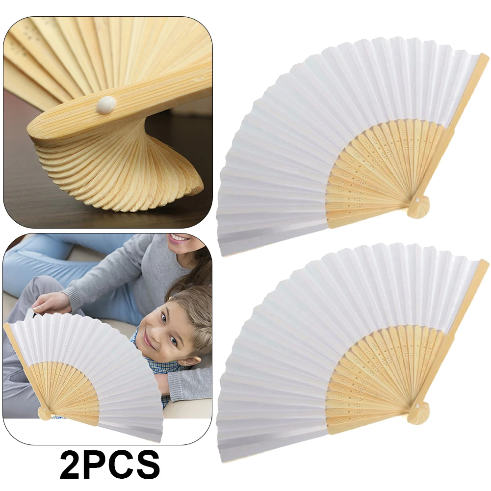 

2 шт. белых заготовок для складных вееров из бамбуковой бумаги для самостоятельной росписи, каллиграфии и рисования
