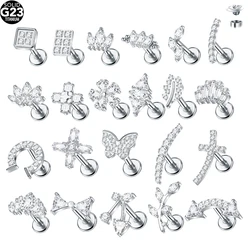 1/5PCS Marquise CZ Leaf Tragus Piercing Earring Flat 16G Cross Cartilage Piercing Stud Helix Jewelry Conch Rook Lobe Earrings