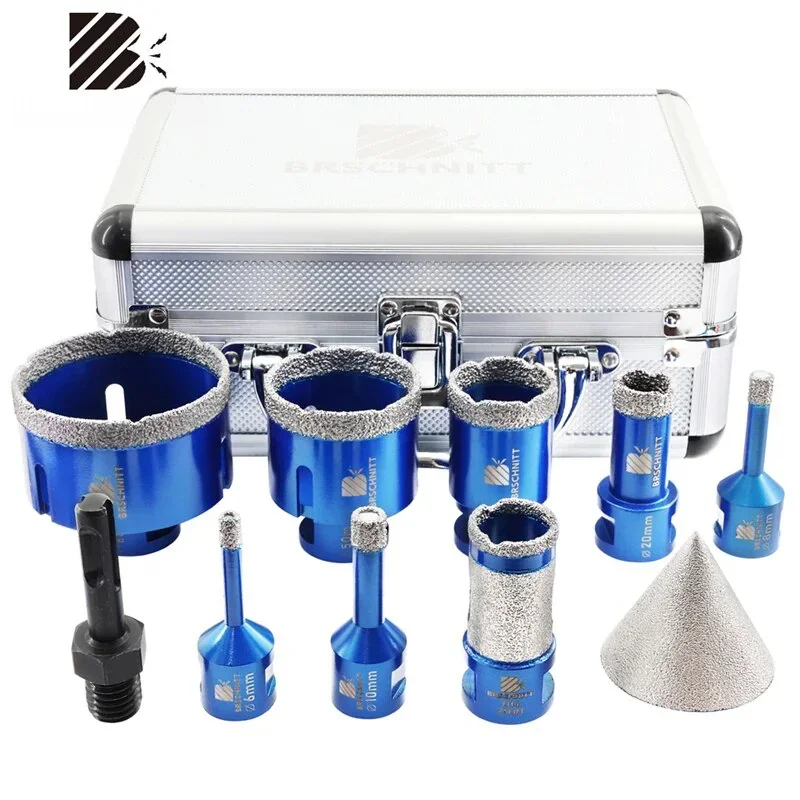 

BRSCHNITT 10 шт. набор алмазных сверл, резак для плитки для сверления керамики, мрамора, гранита, кольцевая пила, дрель M14, резьба