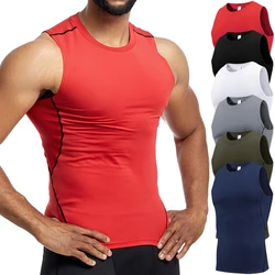 Men's Compression Tank Tops Gym Workout Running Sport Vest Summer Athletic Sleeveless Undershirt Base Layer Quick Dry Stretchy