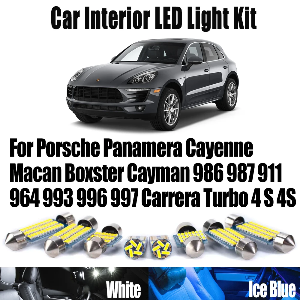 Interior Light LED Bulbs Kit For Porsche Panamera Cayenne Macan Boxster Cayman 986 987 911 964 993 996 997 Carrera Turbo 4 S 4S