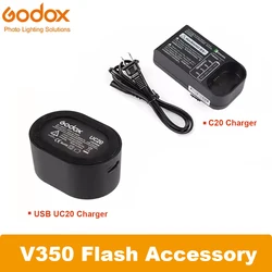 Godox UC20 ładowarka USB ładowarka DC C20 do ładowania Godox VB20 V350F V350C V350S V350N V350 bateria błyskowa