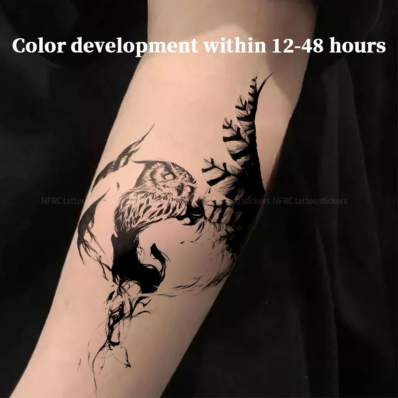 Temporary Tattoos Vintage Sketch Owl Herbal Juice Tattoo Sticker Fake Cheap Goods Stickers Tatoo New Toys Novelty in Toys Weeks