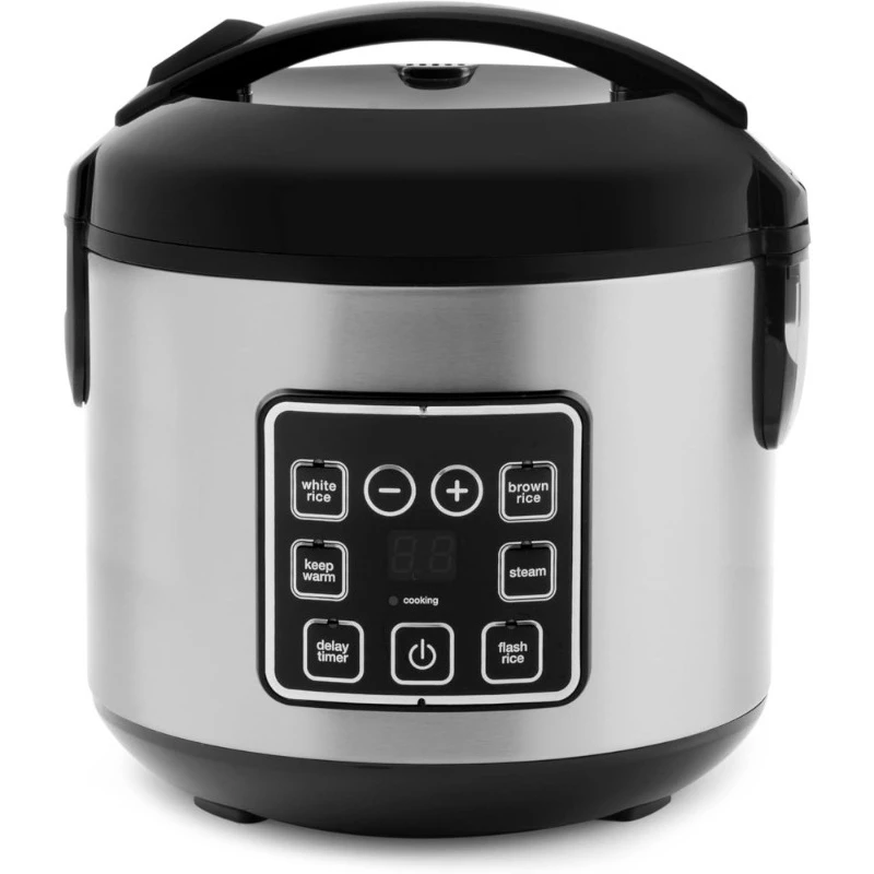 

Digital Rice Cooker 4 Cup Uncooked 8 Cup Cooked Steamer Grain Multicooker 2Qt Stainless Steel Exterior