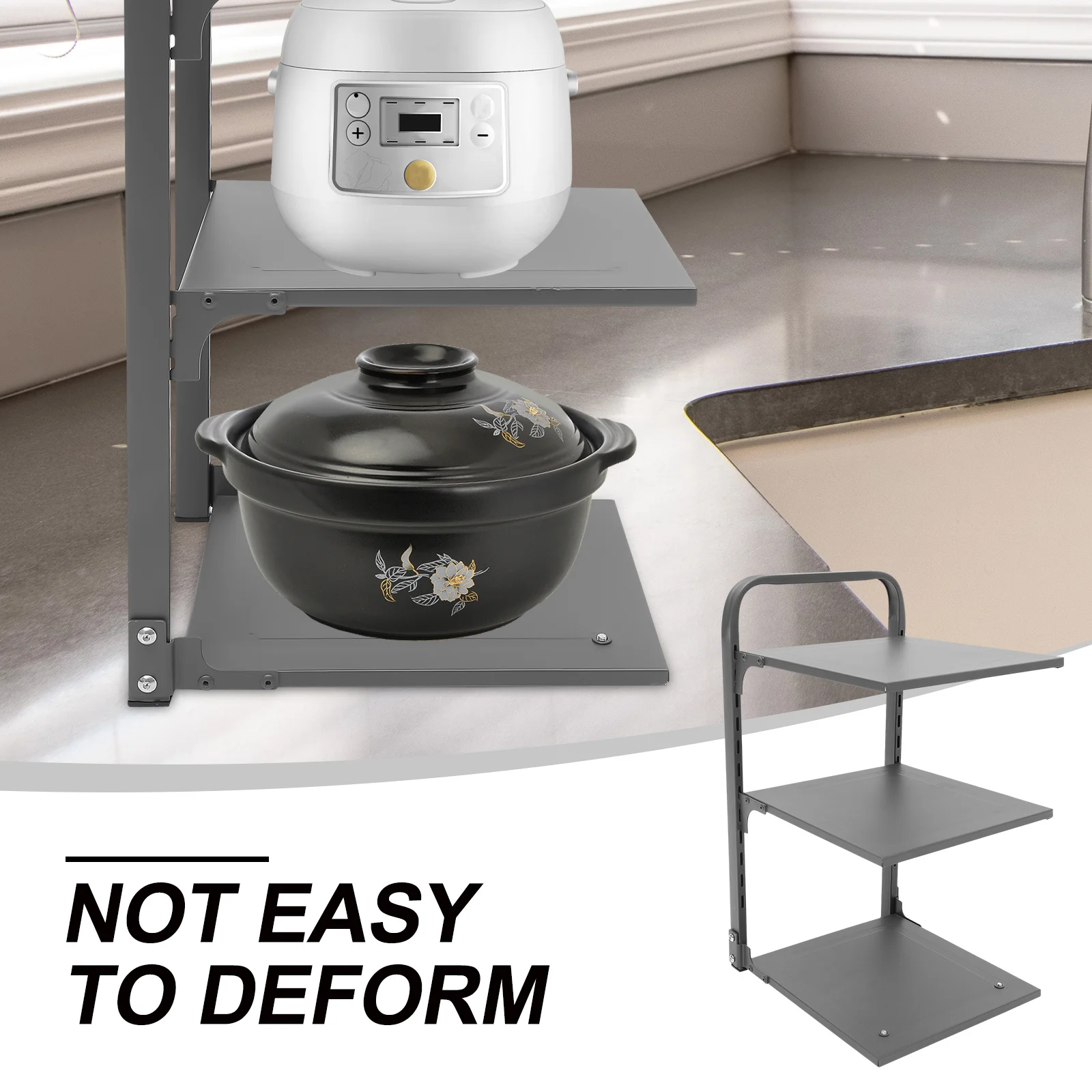 

Foldable Pot Rack Carbon Steel Kitchen Pan Organizer Multi-Function Professional Storage Pan Organiser for Cupboard