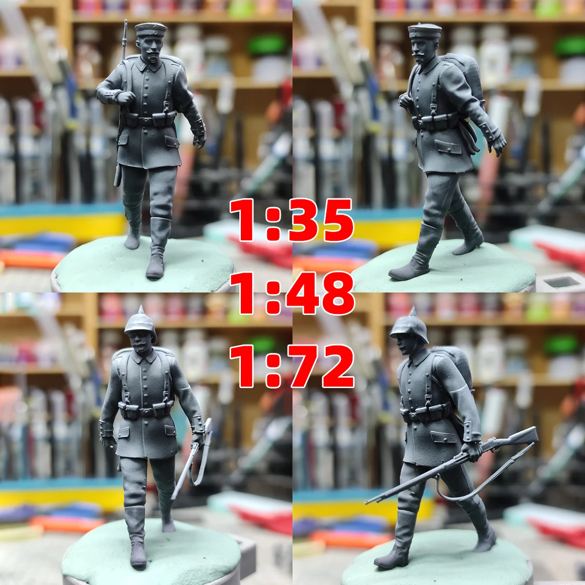 Maßstabsgetreuer Miniatur-Modellbausatz Deutsche Soldaten im Marsch Figuren Militär-Diorama 5-teiliges Set 1914–1918 1/35 1/48 1/72 – Detail 1