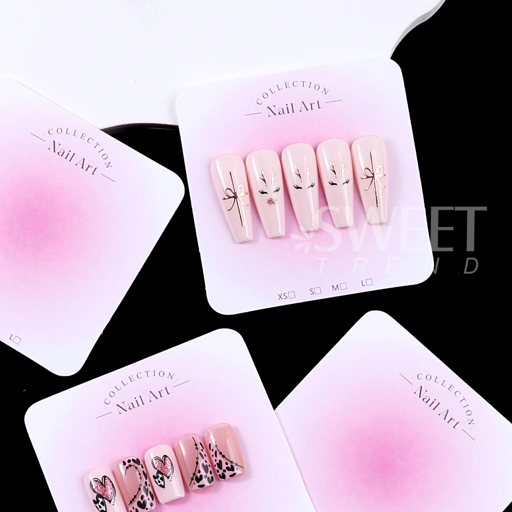 20/30/50/100 Uds. Tarjeta de exhibición de Arte de uñas de 6,5x6,5 cm, tablero de tarjeta de embalaje para uñas a presión, tarjeta de paquete de decoración de exhibición de uñas postizas para manicura