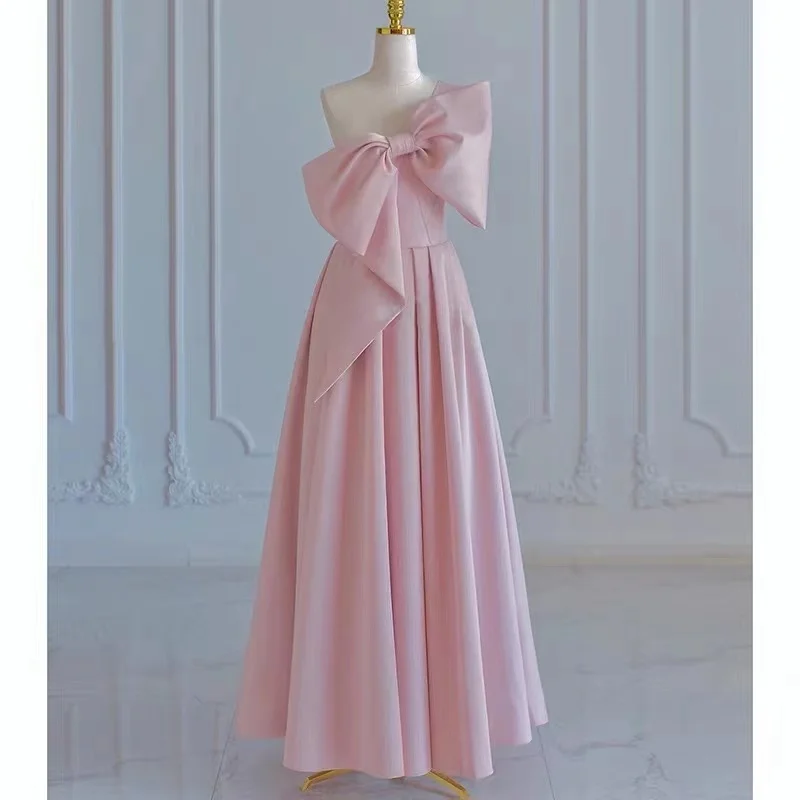 Evening Dress Bride Engagement Toast Satin French Style High-End Affordable Niche High Sense