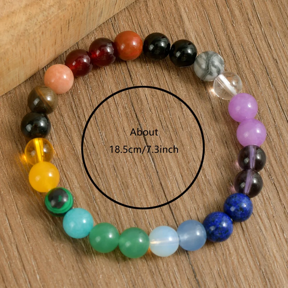 Bohemian Rainbow Stone Bracelet On Hand Best Wishes Colorful Nature Stone Energy Beaded Bracelets Jewelry Gifts