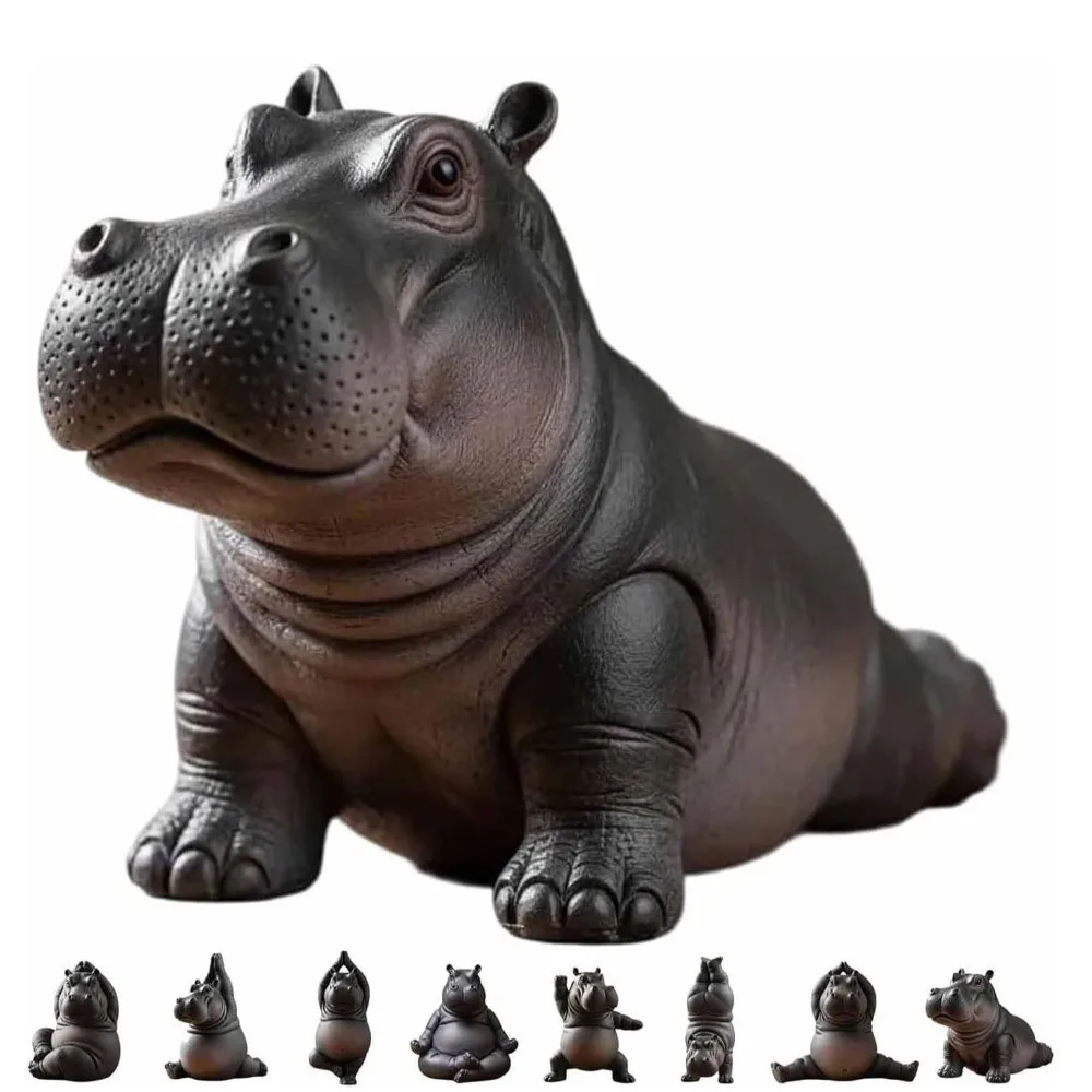 جديد ثلاثية الأبعاد الطباعة اليوغا فرس النهر تمثال فرس النهر تمثال الراتنج فرس النهر الحلي الزخرفية أنماط متعددة صغيرة #1