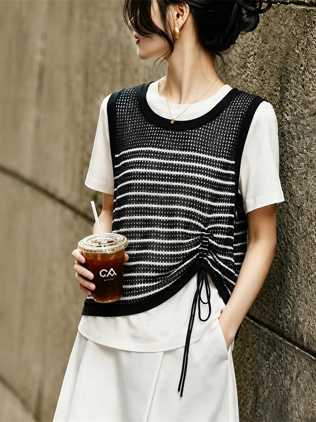 

Casual Oversized Lazy Style Top Color Block Design Summer Fashion Korean Version Straight Cut Short Sleeve round Neck T-Shirt