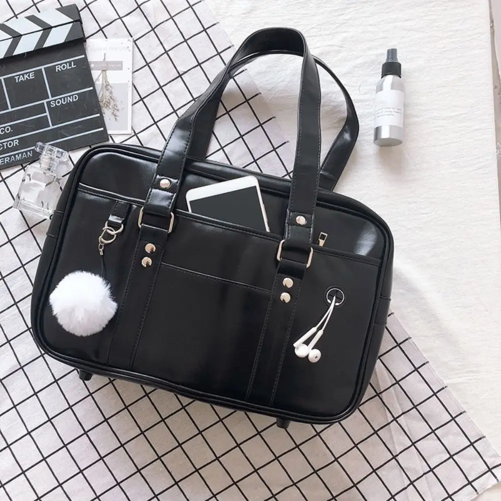 بو الجلود JK موحدة حقيبة بلون الرجعية حقيبة يد نمط Preppy حقيبة كتف التنقل المدرسة الثانوية بولي Leather الجلود Itabag