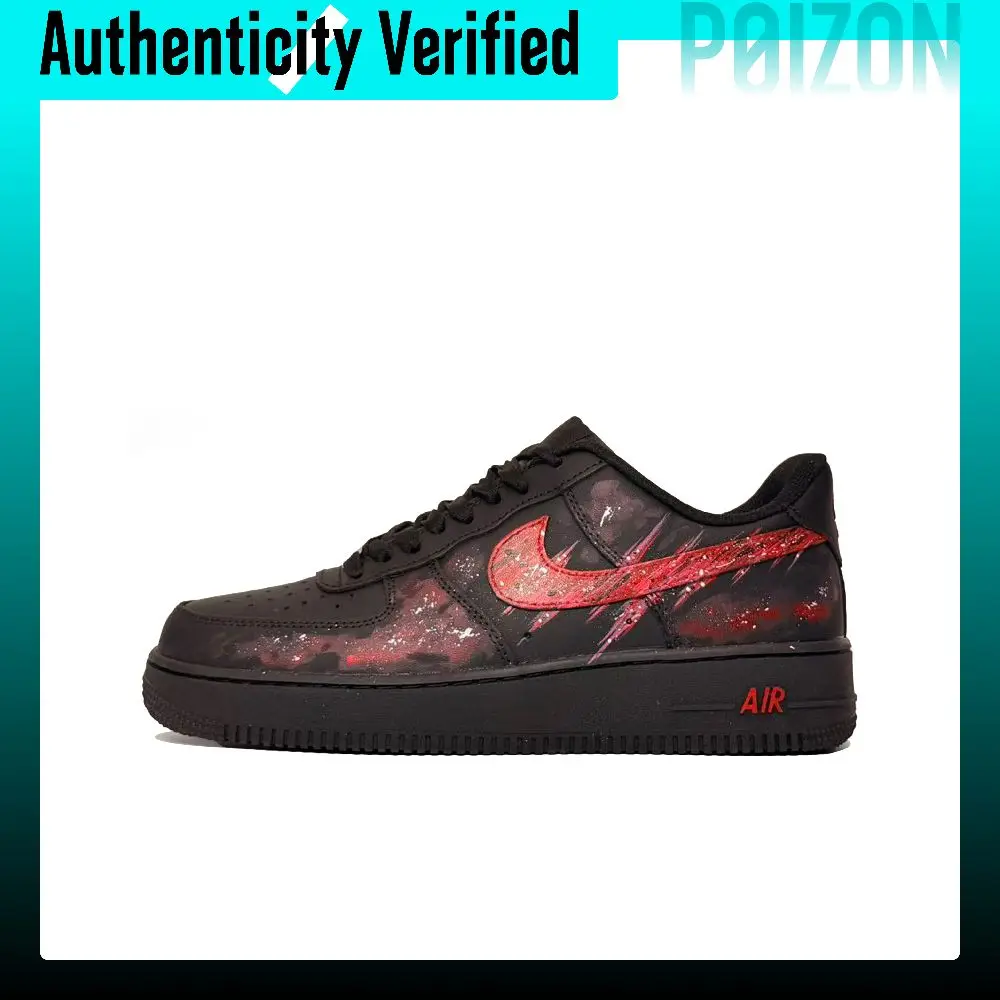 Nike Air Force 1, Zapatos de Skateboard de Cuero Resistentes a la Abrasión, de Perfil Bajo, Unisex, Negro y Rojo, CW2288-001(Team1521-