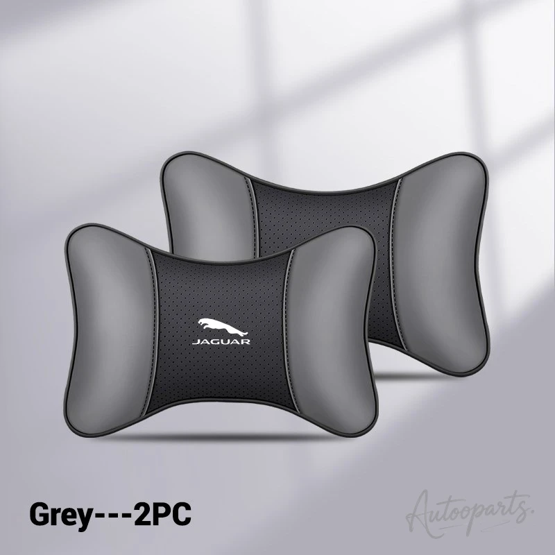 2PCS Leather Car Headrest Neck Pillow Auto Breathable Car Neck Cushion Foam For Jaguar XF XJ XJL XE XEL E-Pace 2019 F-PACE F-TYP view 2