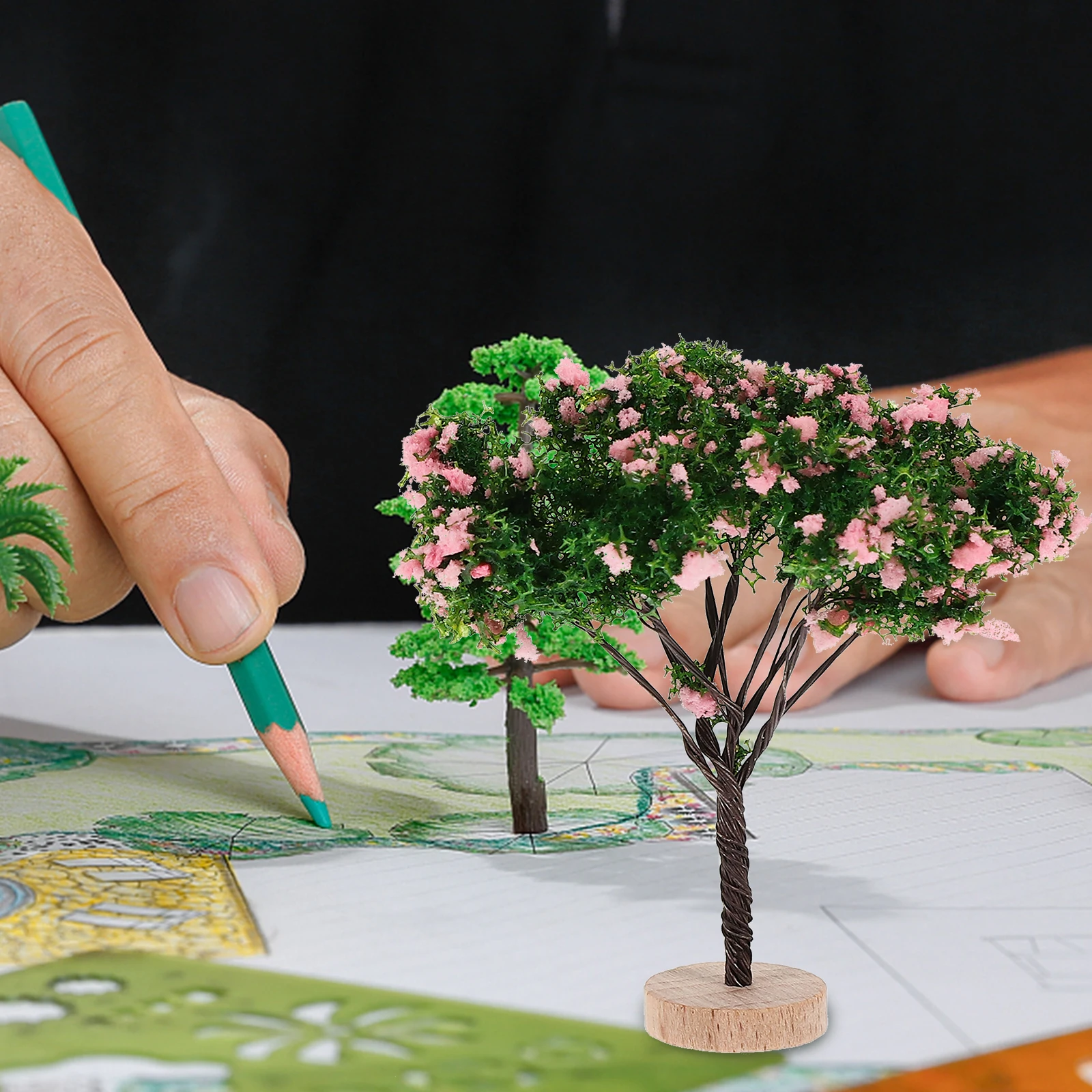 

2Pcs Simulation Landscape Trees Miniature Decorative Model Plants Plastic Christmas Holiday Dollhouse Ornament Scenery Sand