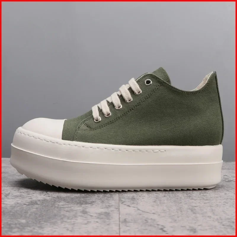 24ss zapatos deportivos de plataforma de corte bajo para hombres y mujeres, zapatos de lona con cremallera, botas casuales, zapatos planos, zapatos de tacón de lujo Ro de 7CM.