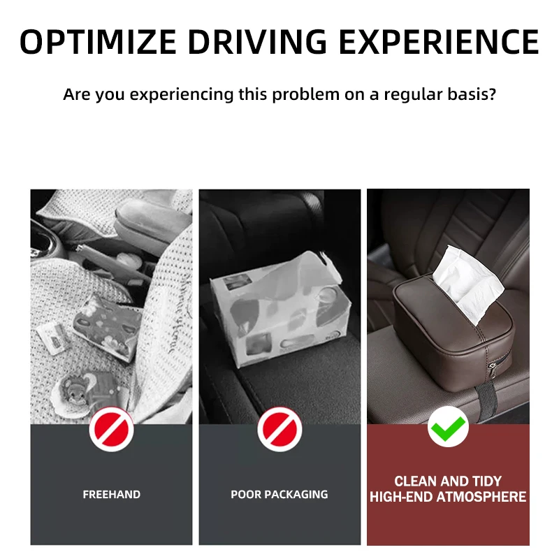 Leather Car Tissue Box Storage Bag Interior Accessories For Honda 10th 2014 2015 2016 2017 2018 2019 2020 2021 Civic view 4