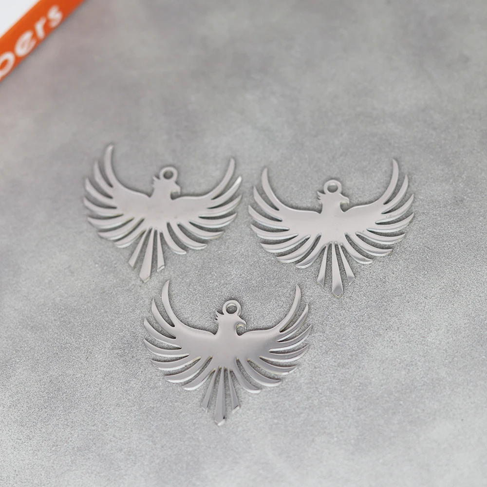 Phoenix Bird Pendant Stainless Steel DIY Vintage Earrings Necklace Women Charms for Jewelry Making Craft Amulet Metal Accessorie