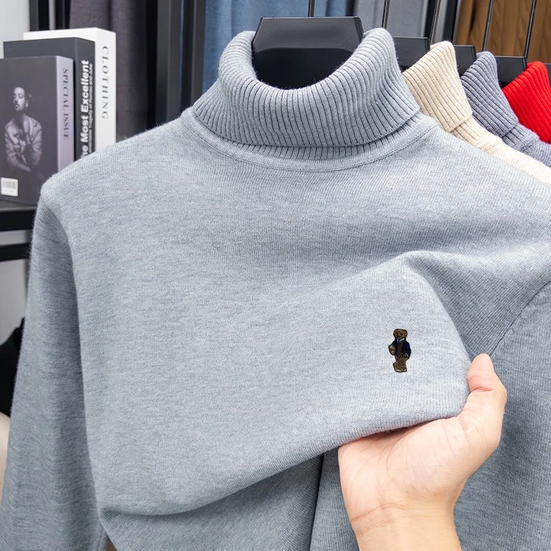 

Designer Original Men's Turtleneck Knit Sweater High Neck Pullover Soft Warm Thick Anti-Pilling Casual Business Autumn Winter