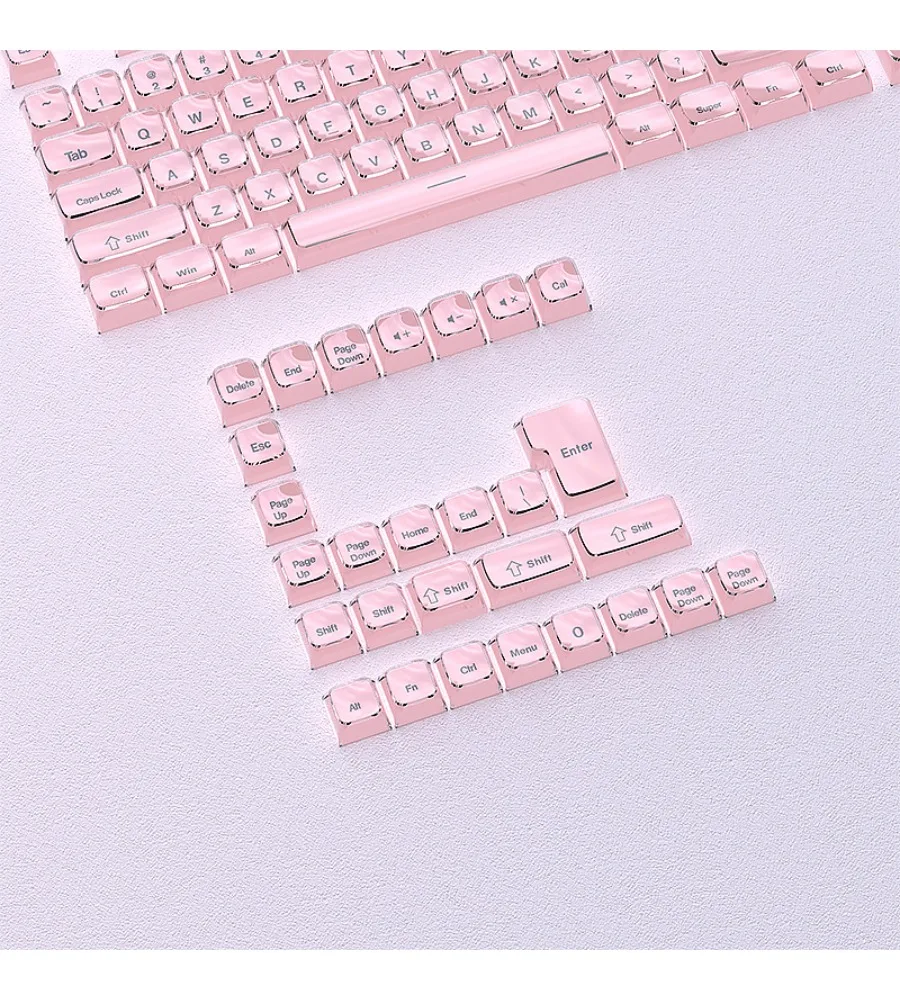 Keycap personality small full set of 130 keys PC transparent magnetic axis jelly powder engraved keycap MDA height