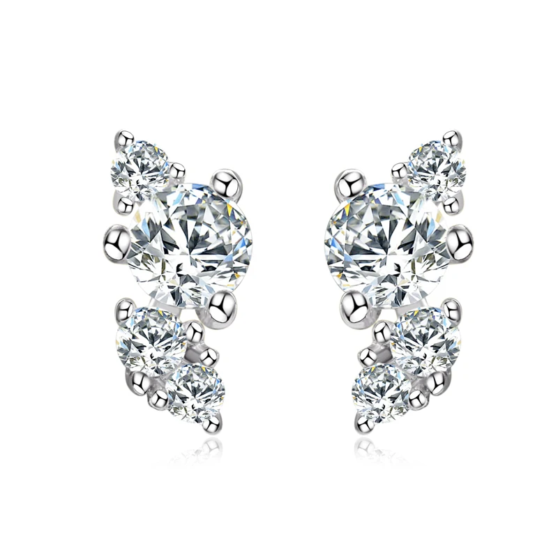 

2.5mm&1.4mm&1.2mm Moissanite Earrings For Women Original 925 Sterling Silver Bling Cluster Stud Earring Delicate Charm Jewelry