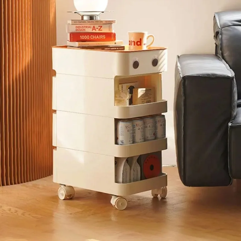 

Movable sofa side cabinet small coffee table balcony living room snack cart table small apartment bedside art side table