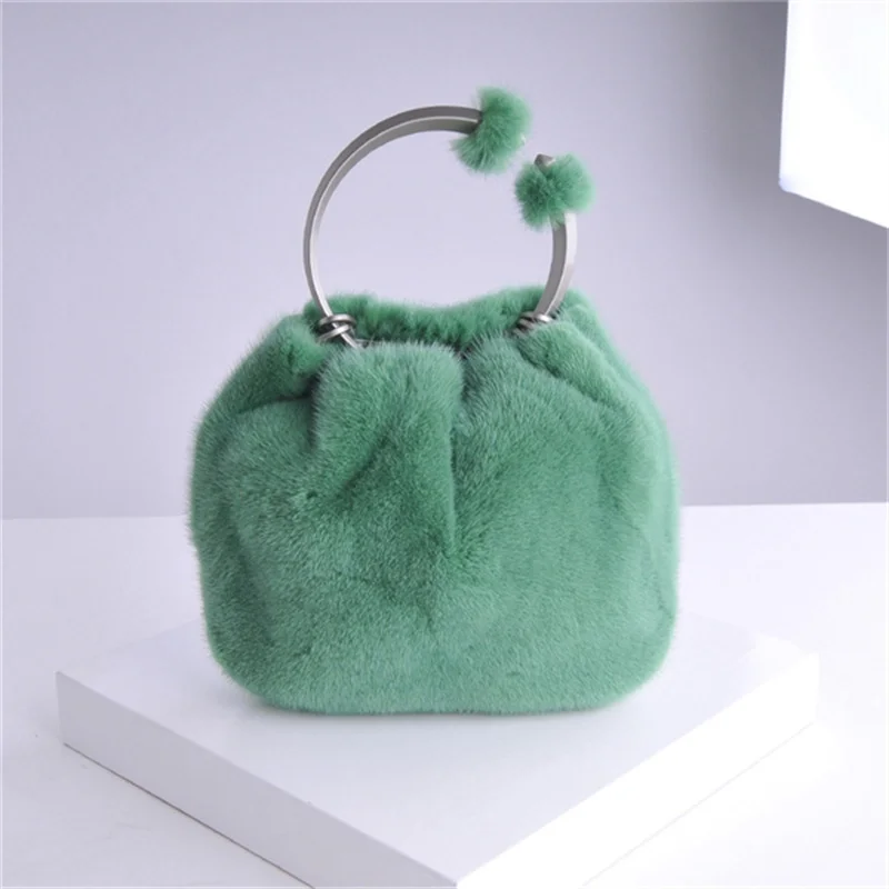 Women's Pleated Cloud Handbag 2022 New High End Fashion Mink Fur Handbag Casual Bag Shopping Women's Dumpling Handbag Women's