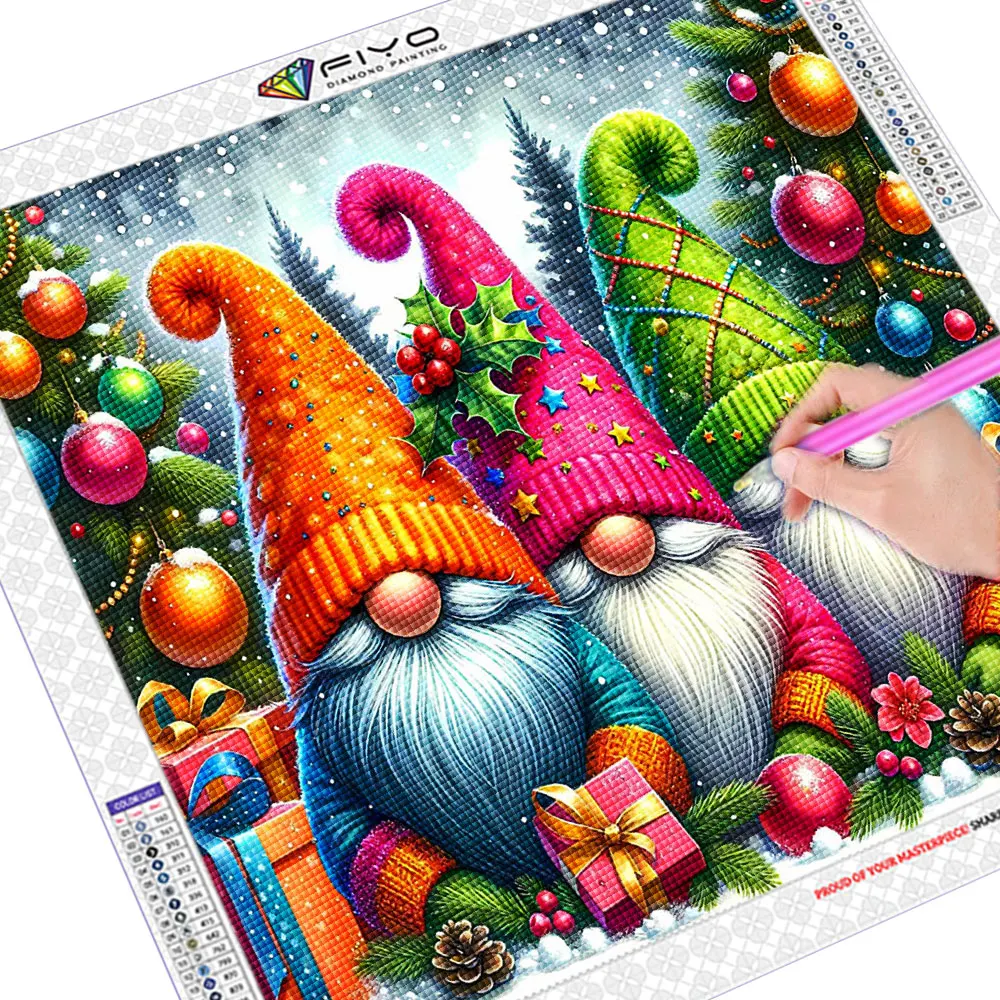 New 2024 Full Square/Round Diamond Mosaic Gnome Diamond Painting Goblin Beads Embroidery Santa Claus Chrtistmas Gift Home Decor