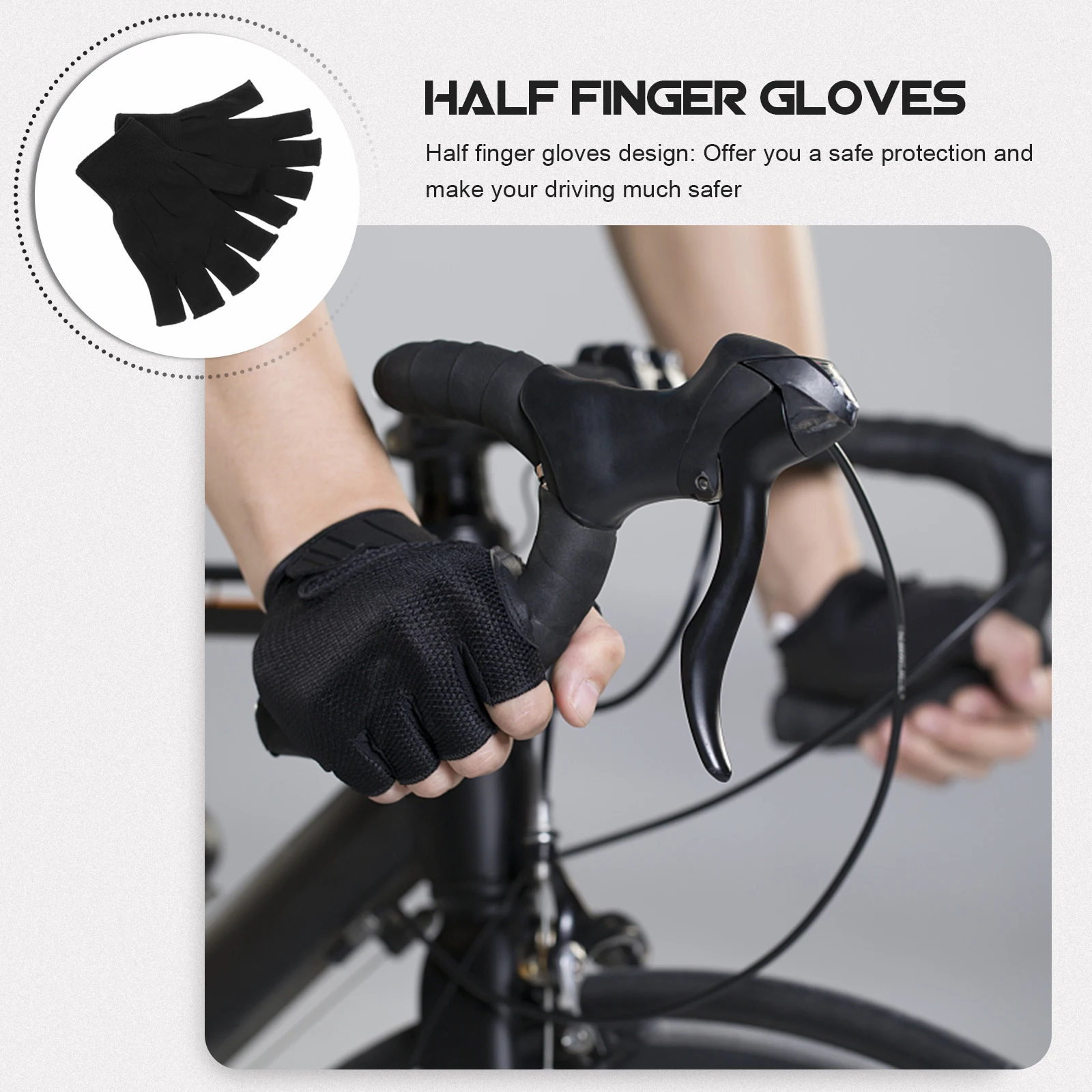 

Sun Protection Half Finger Gloves Black Sunblock Thin Section Climbing UV for Short