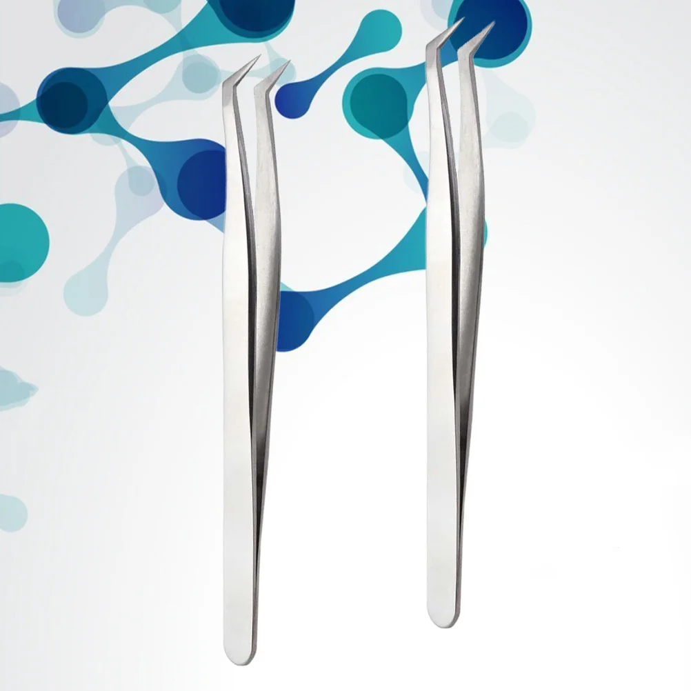 Pince à épiler pour extensions de cils, 2 pièces, matériau métallique de qualité supérieure, Durable, utilisation pratique, pointes fines, manœuvre facile pour la mode