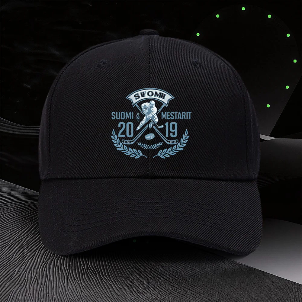 SUOMI MESTARIT 209 Gorro ajustable con estampado de hockey sobre hielo y cierre de velcro, ligero - Adecuado para hombres y mujeres, Un