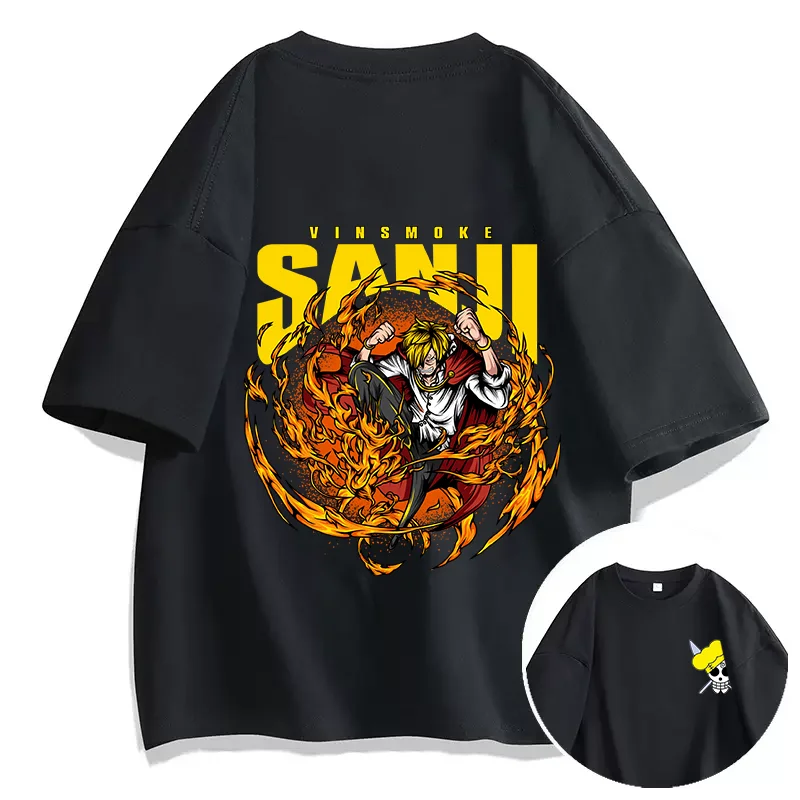 

Футболка из аниме ONE PIECE, футболка с принтом Sanji, повседневная спортивная уличная Мужская и женская футболка