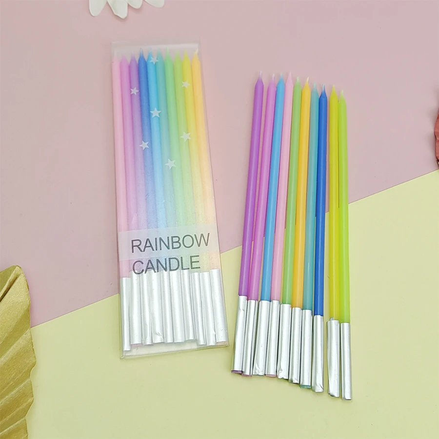 10PCS Buntstift Gewinde Kerzen Alles Gute Zum Geburtstag Kinder Party Kreative Gewinde Regenbogen Kuchen verziert Kerzen – Detail 1