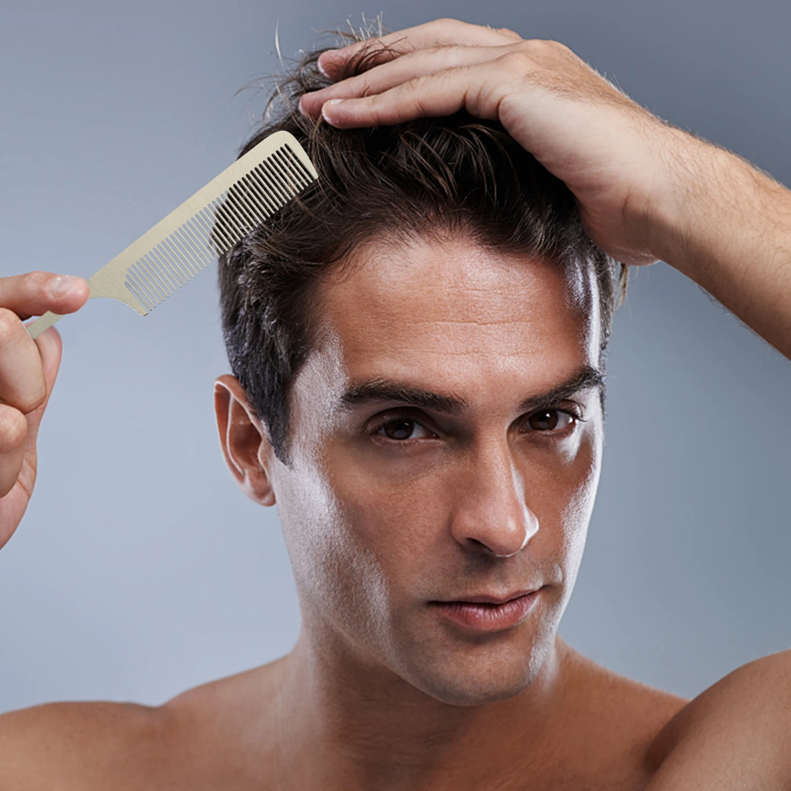 

2 шт., расческа для стрижки из нержавеющей стали, легкий профессиональный инструмент для стрижки волос, аксессуары для стрижки для мужчин и женщин