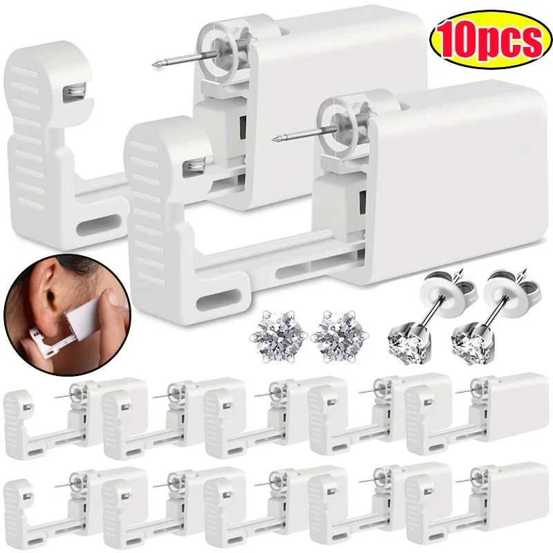 10pcs Studs Nose CLip Body Jewelry Piercing Tool Safety Ear Piercing Gun Kit Disposable Disinfect Safety Earring Piercer Machine