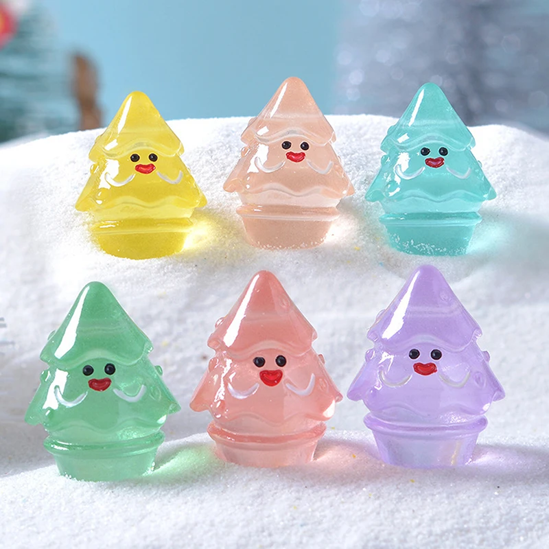 5pcs/1pce Mini Luminous Christmas Tree Ornaments Figure Decor Kids New Year Gift