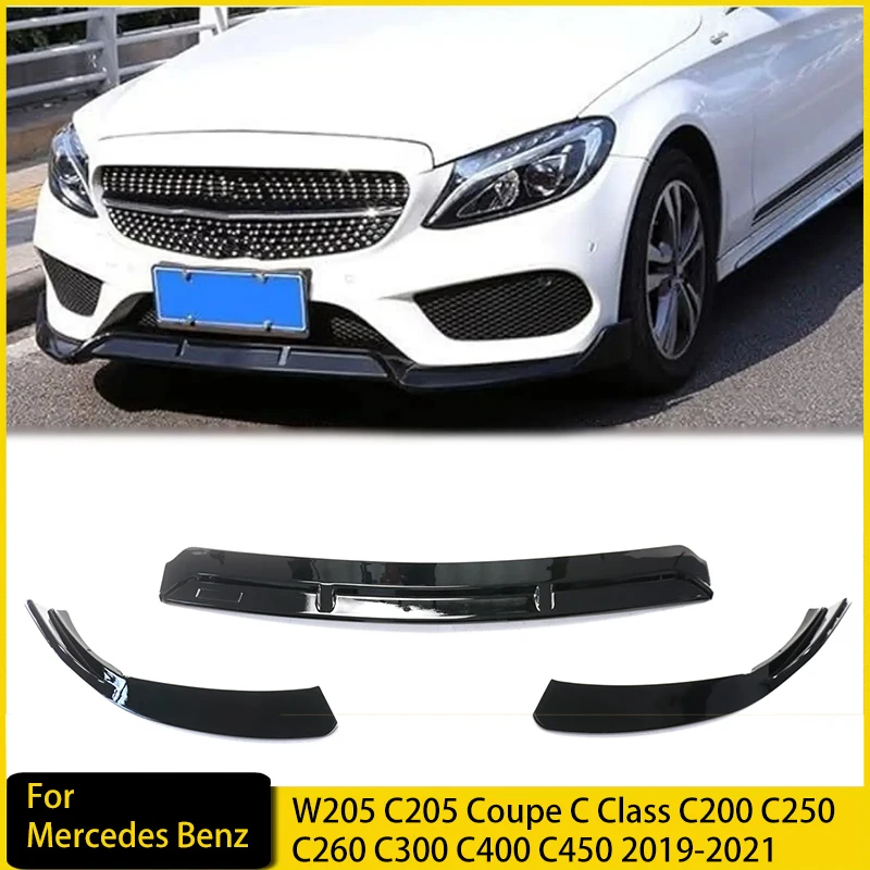 Brabus Style Front Bumper Lip for Mercedes Benz W205 C205 Coupe C Class C200 C250 C260 C300 C400 C450 2019-2021 Front Apron