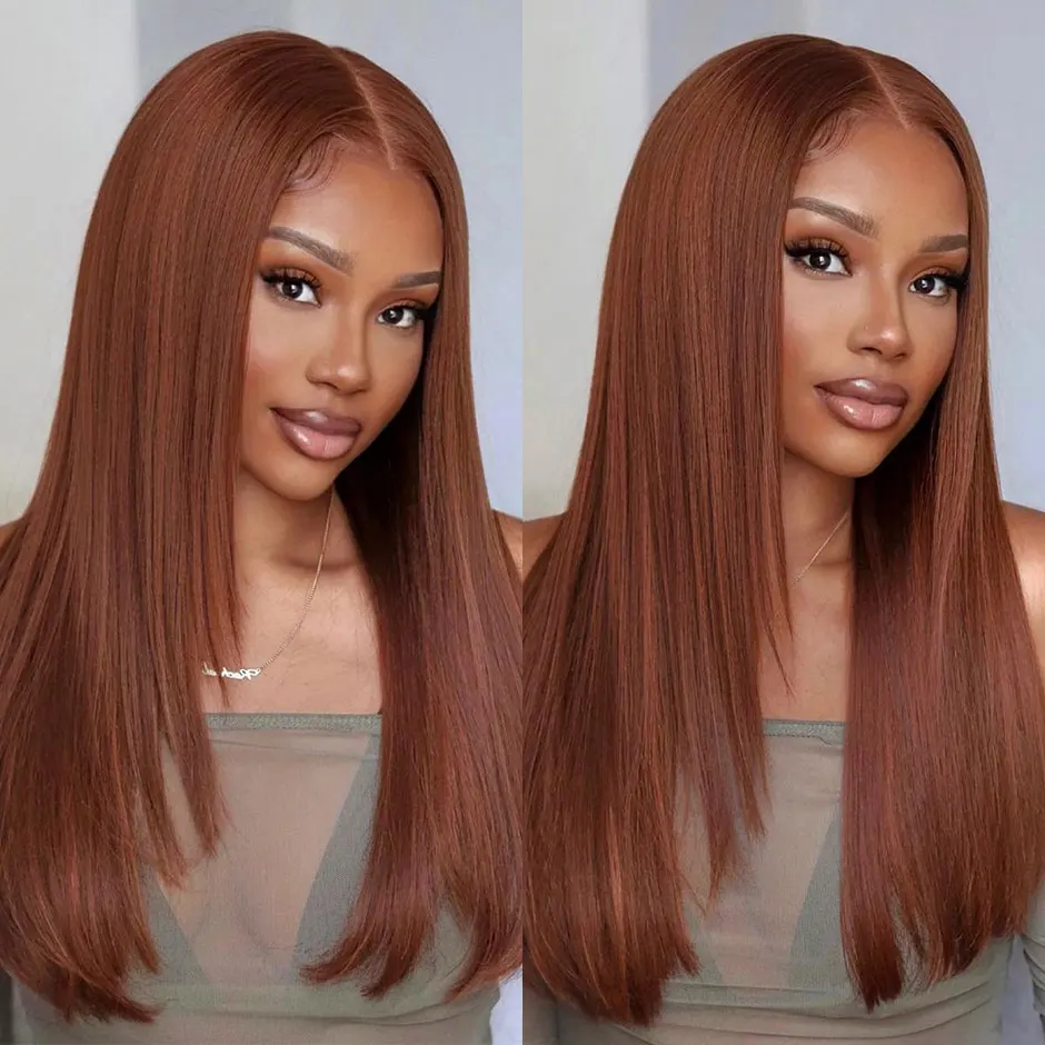 Straight glueless wig human hair pre cut pre plucked glueless wigs Human Hair Wigs For Women Colored Lace Frontal Wig YAWAWE