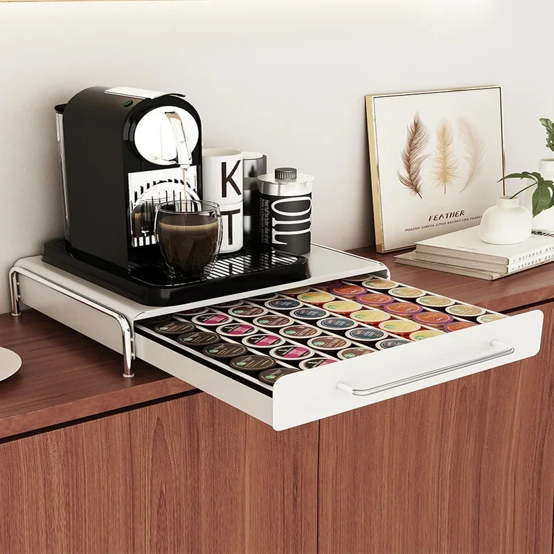 

Capsule Coffee Display Rack Storage Drawer and Bar Table Top Organizer Tea Bag Storage Box Coffee Machine Base Drawer