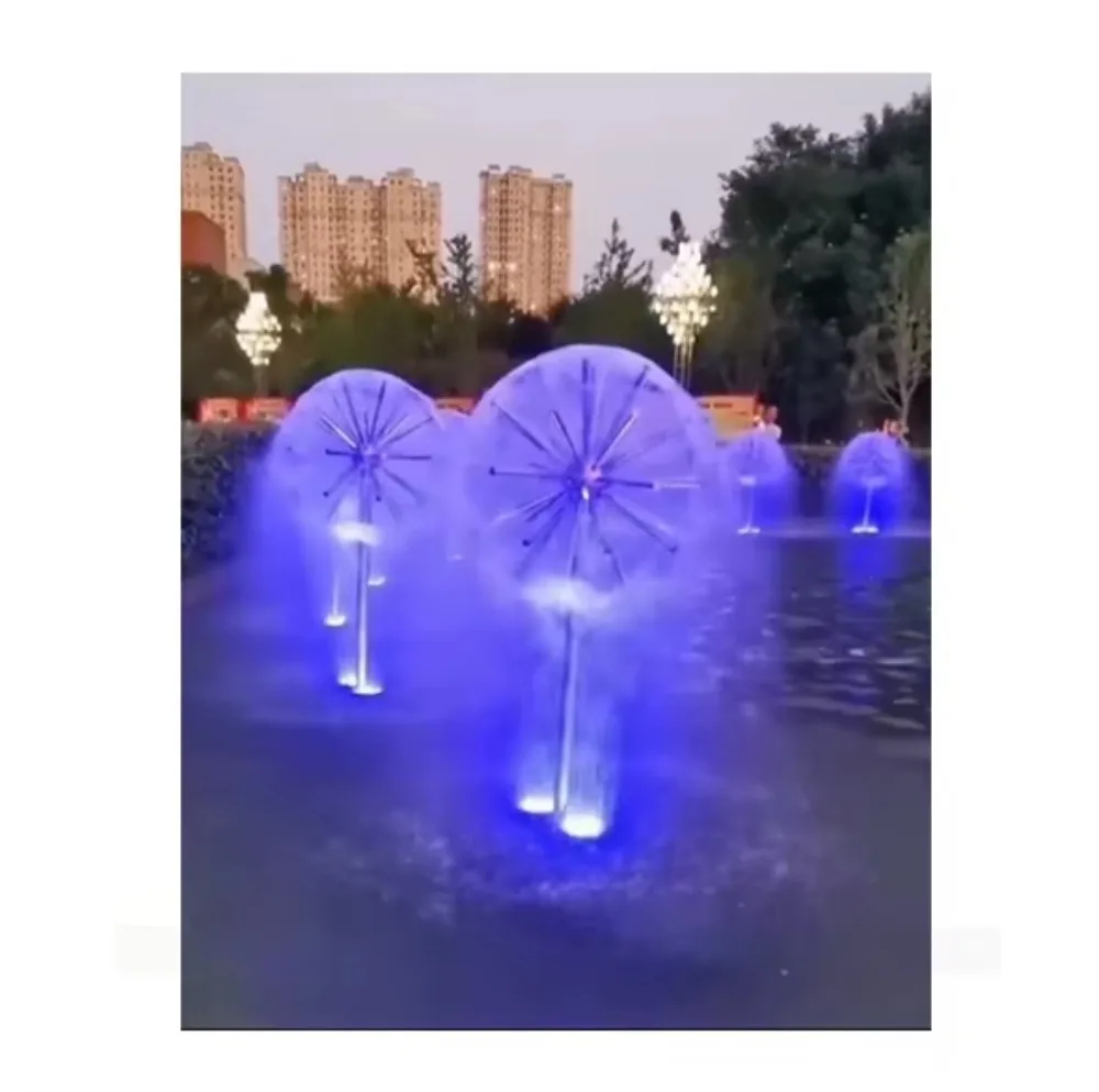 Beautiful Dandelion Stainless Steel Garden Fountain Elegant Outdoor Pool Water Feature Decorative Sculpture