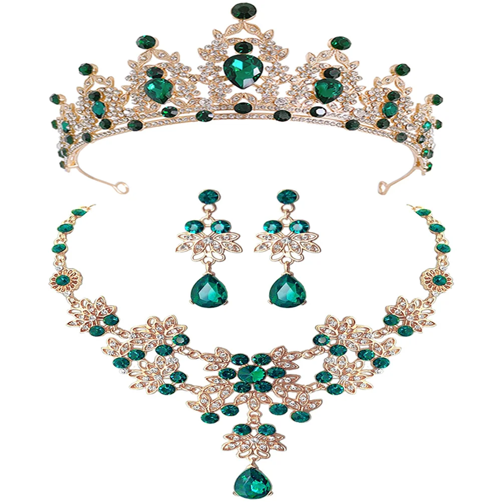 

1Set Bridal Jewelry Set with Crown Necklace and Earrings Elegant Wedding Accessories for Bride Bachelorette Party Gift Shiny
