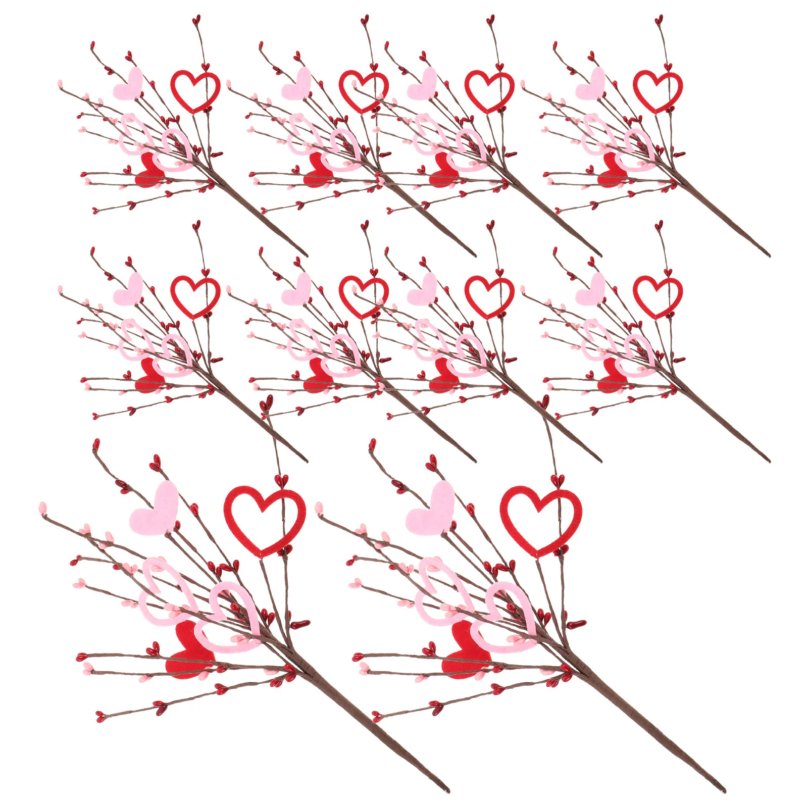 

10Pcs Valentines Day Heart Shaped Artificial Flower Stems Red Berry Bouquet Wedding Party Vase Decor Artificial Red Berries