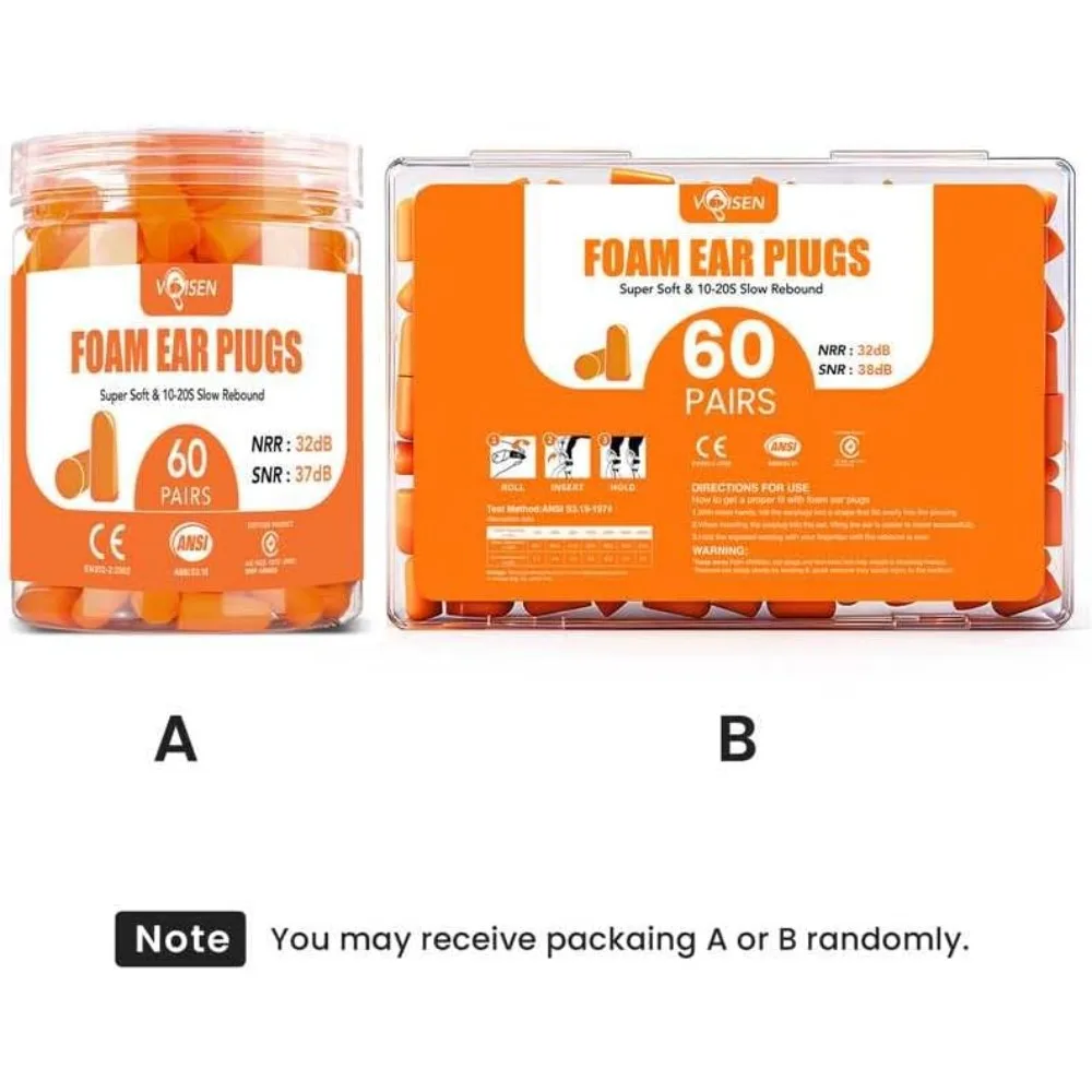 60 Pairs Foam Ear Plugs for Sleeping, Noise Cancelling 32dB NRR, 38dB SNR - Soft Comfort, Reusable view 2