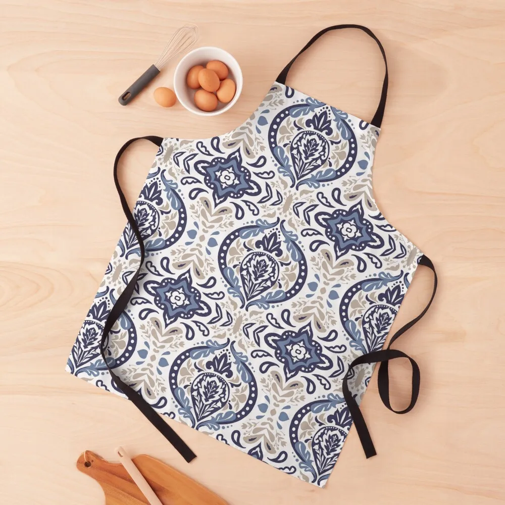 Beatrice Damask Blue Lagoon Apron for home useful pieces Kitchenware Apron