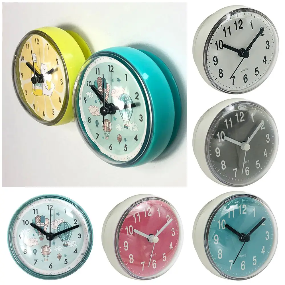 Mini-Sauger-Wanduhr, Badezimmer-Duschuhren, beschlagfrei, wasserdicht, 7 cm, Küche, Toilette, kleine Quarz-Tischuhr